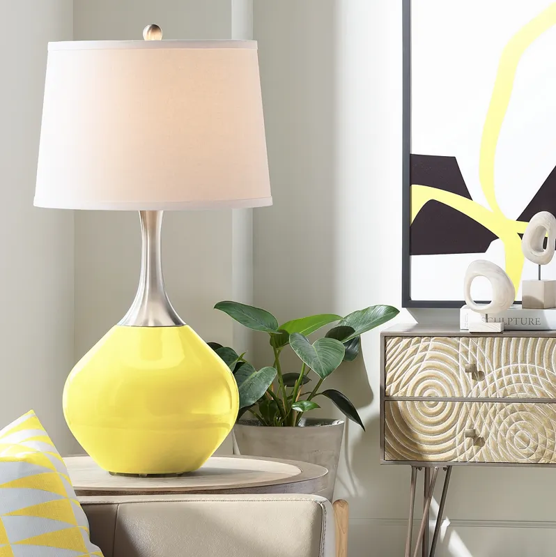 Color Plus Spencer 31" Modern Lemon Twist Yellow Table Lamp