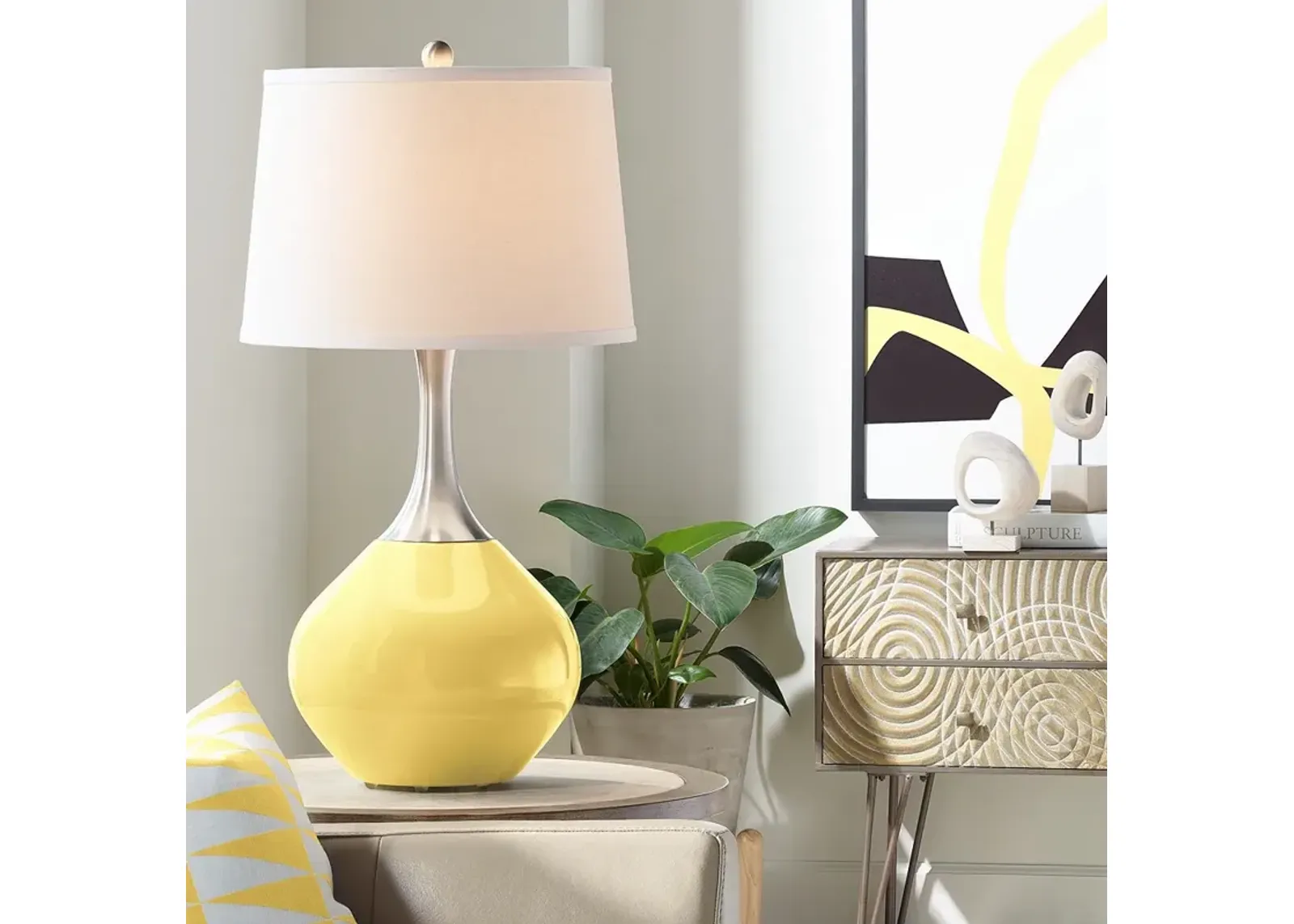 Color Plus Spencer 31" Modern Daffodil Yellow Table Lamp