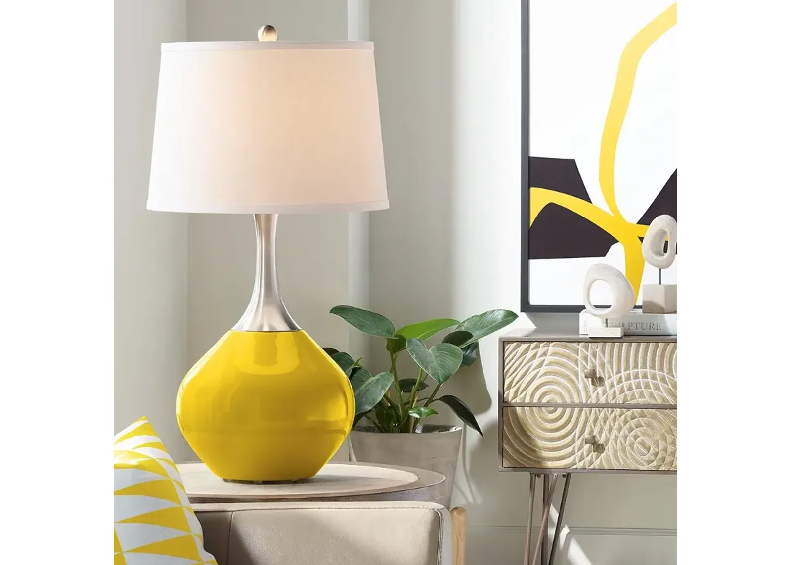 Color Plus Spencer 31" Modern Citrus Yellow Table Lamp