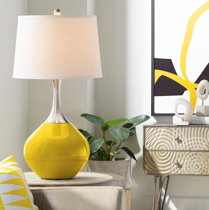 Color Plus Spencer 31" Modern Citrus Yellow Table Lamp