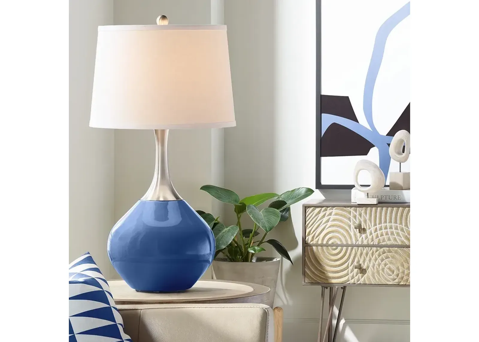 Color Plus Spencer 31" Modern Monaco Blue Table Lamp