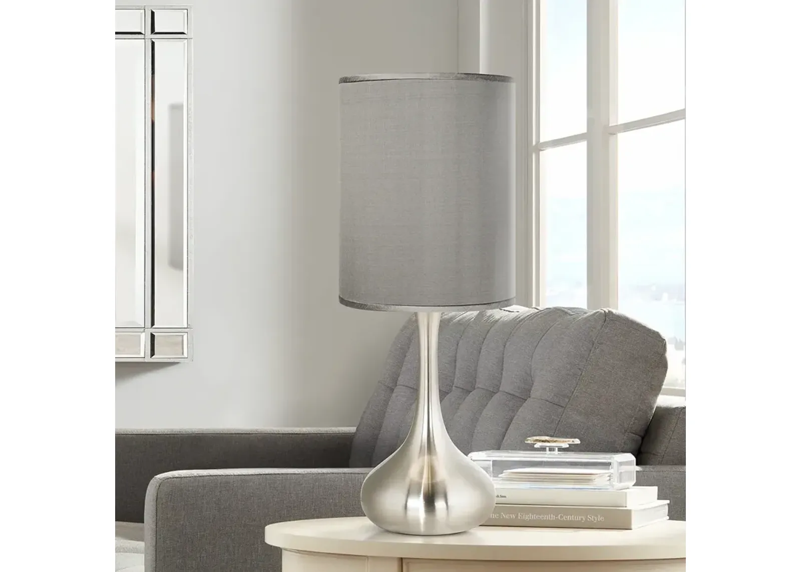 Possini Euro Droplet 23 1/2" Gray and Brushed Nickel Modern Table Lamp