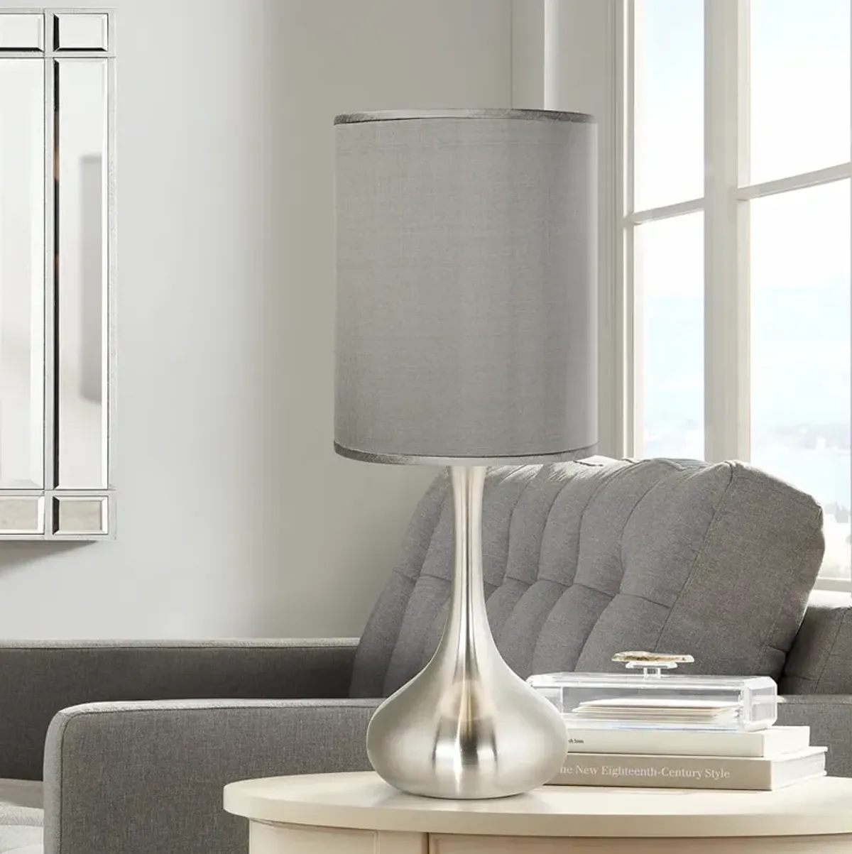 Possini Euro Droplet 23 1/2" Gray and Brushed Nickel Modern Table Lamp