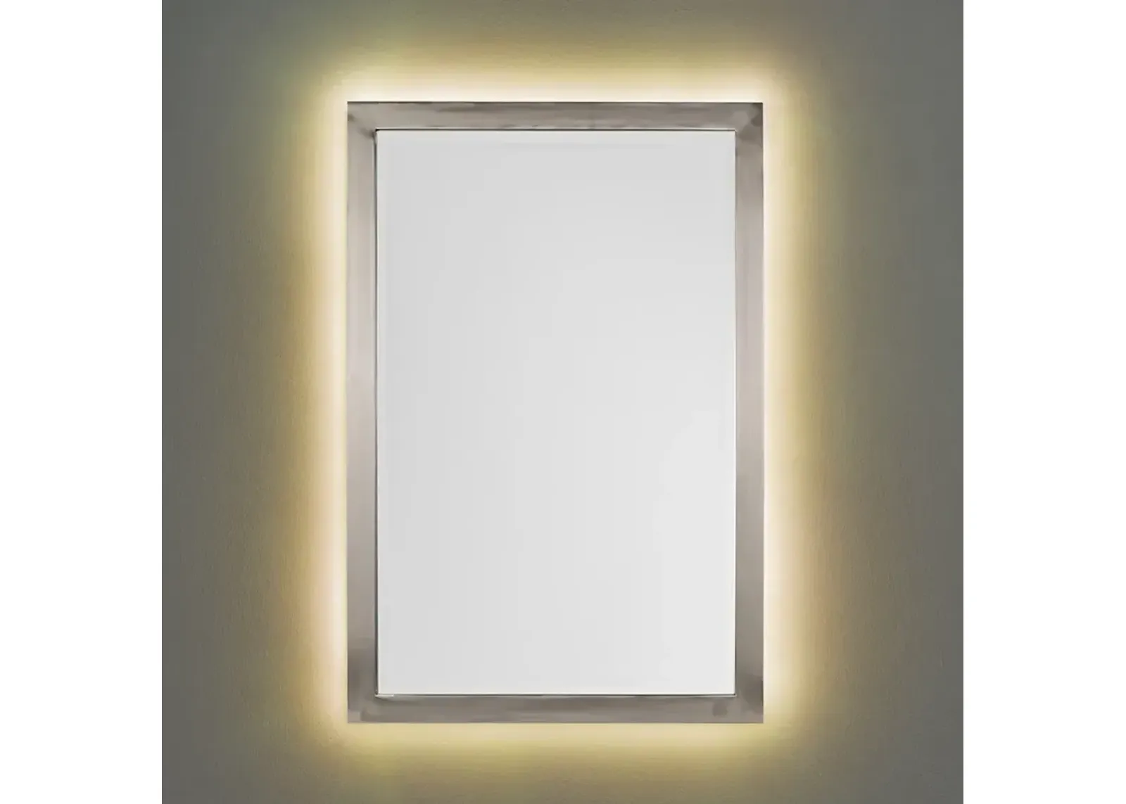 Possini Euro Metzeo Brushed Nickel 22" x 33" LED Wall Mirror