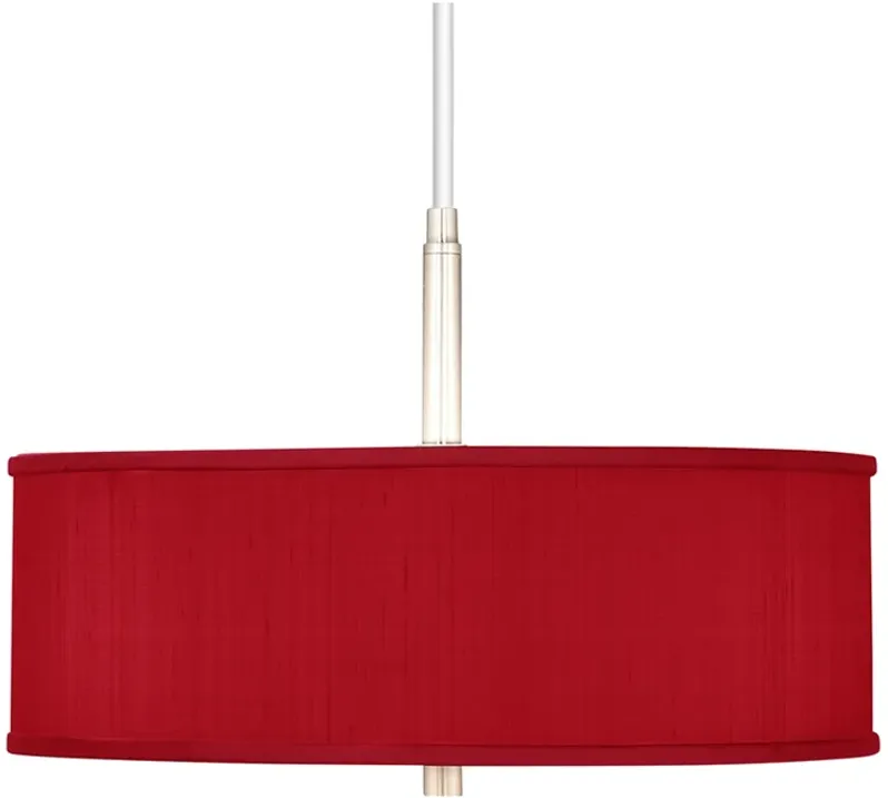 Possini Euro 16" Wide Modern Red Textured Shade Pendant Chandelier