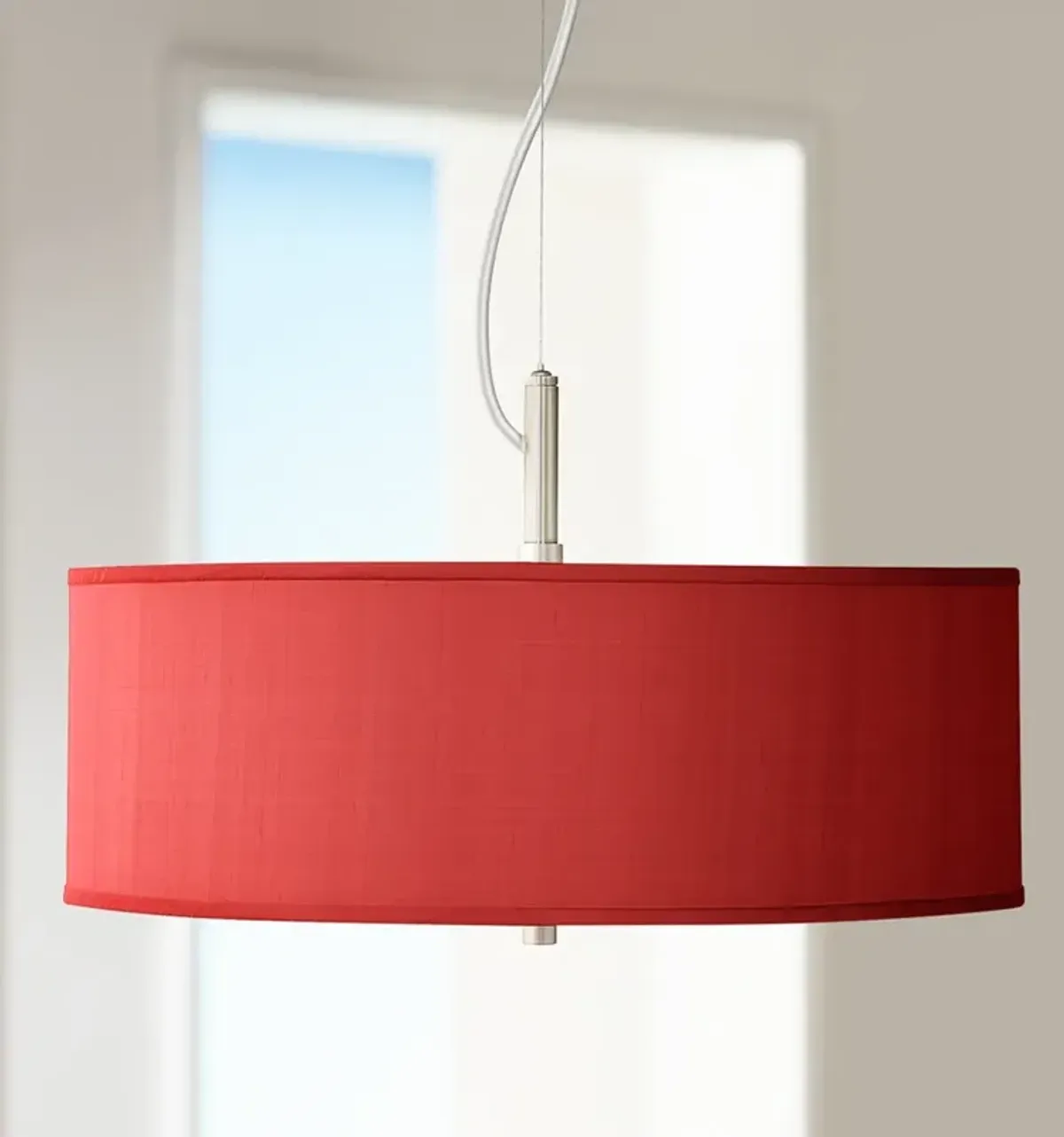 Possini Euro 20" Wide Textured Faux Silk Red Shade Pendant Chandelier