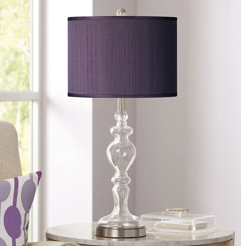Possini Euro 28" Eggplant Purple Apothecary Clear Glass Table Lamp