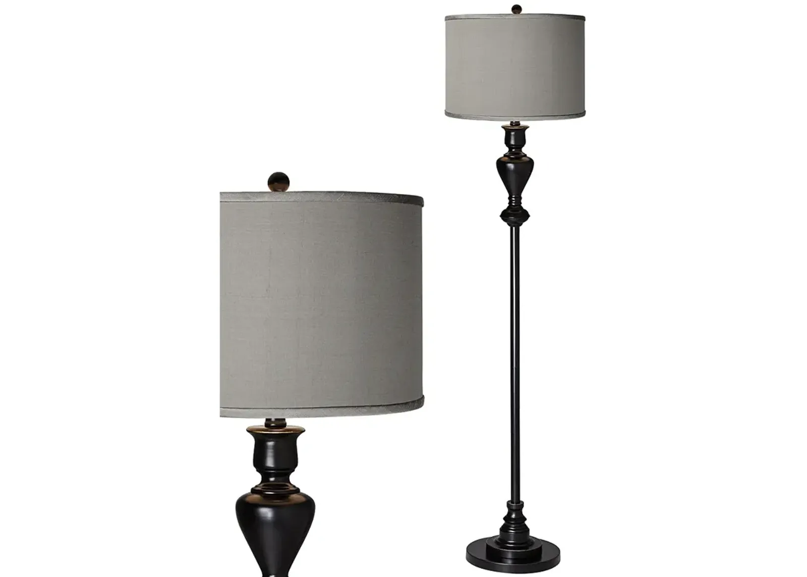 Possini Euro 58" High Gray Shade Black Bronze Font Floor Lamp