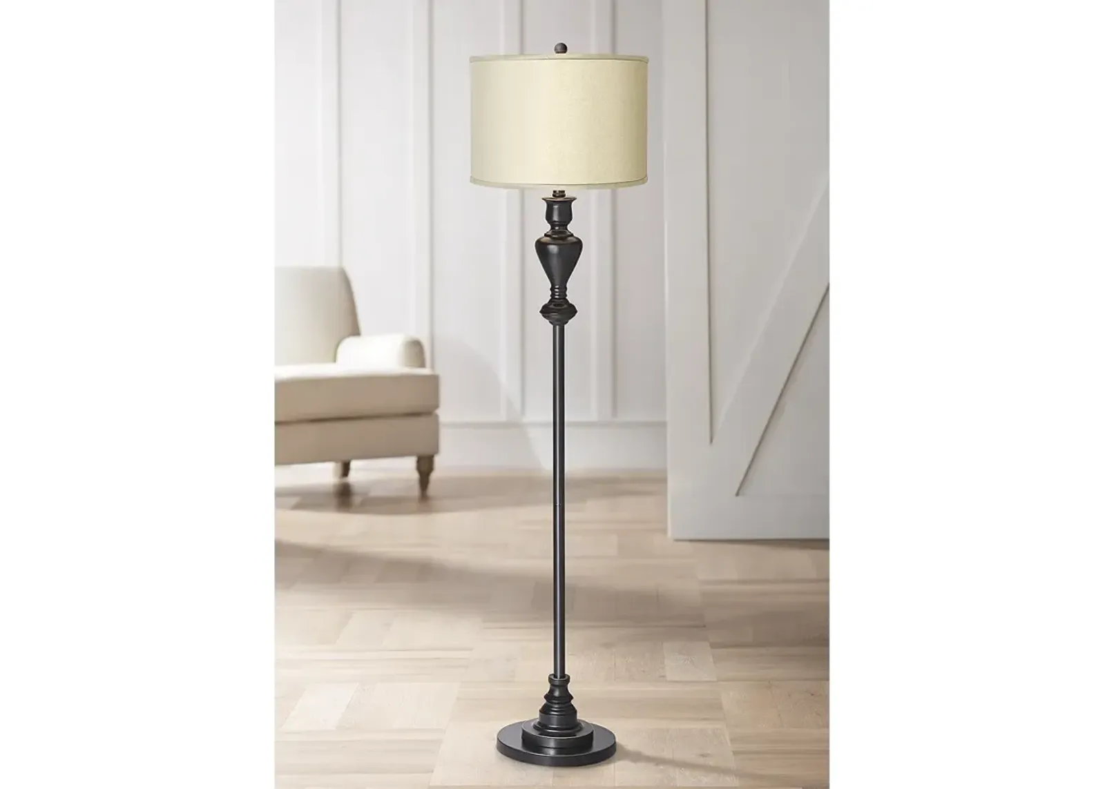 Possini Euro 58" High Sesame Shade Black Bronze Floor Lamp