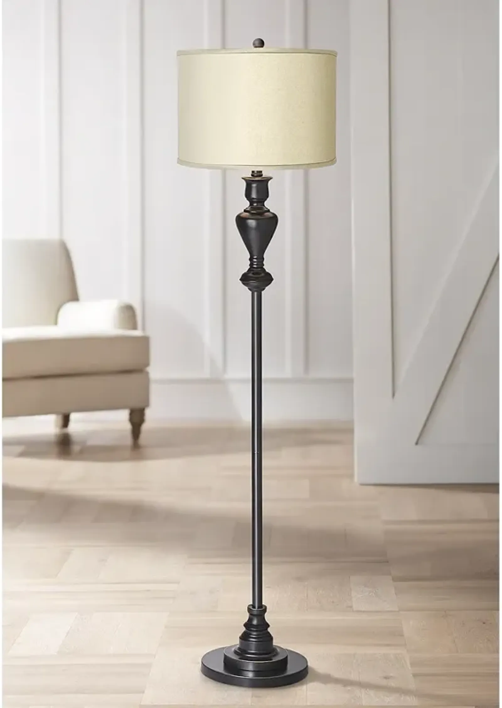 Possini Euro 58" High Sesame Shade Black Bronze Floor Lamp