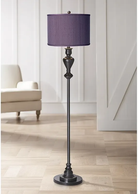 Possini Euro 58" High Eggplant Purple Shade Black-Bronze Floor Lamp