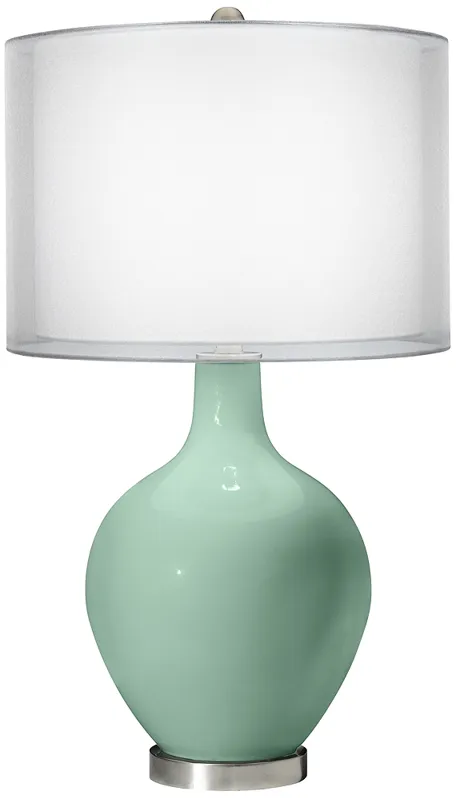 Grayed Jade Double Sheer Silver Shade Ovo Table Lamp