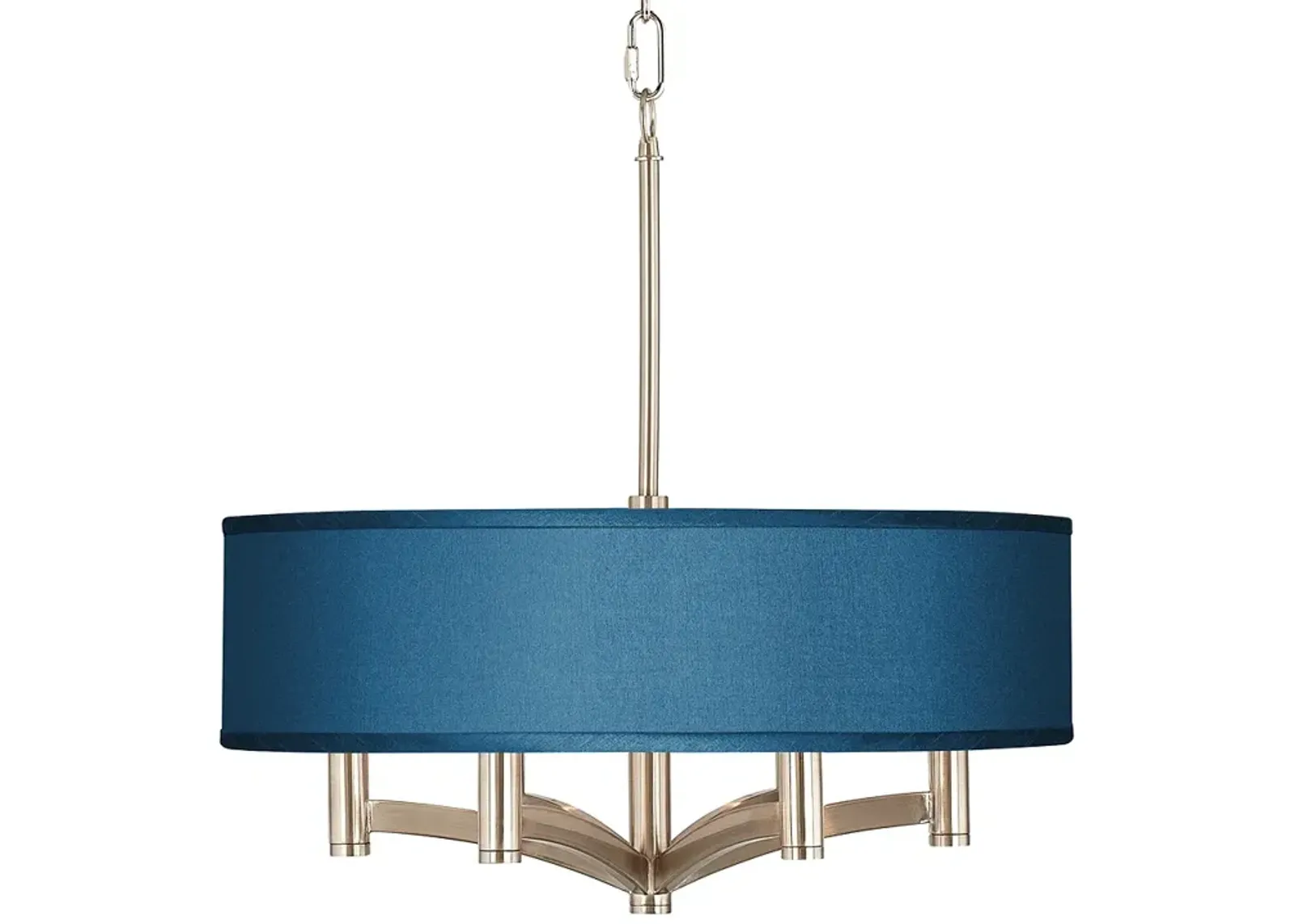 Possini Euro Ava 20" Blue Faux Silk 6-Light Nickel Pendant Chandelier