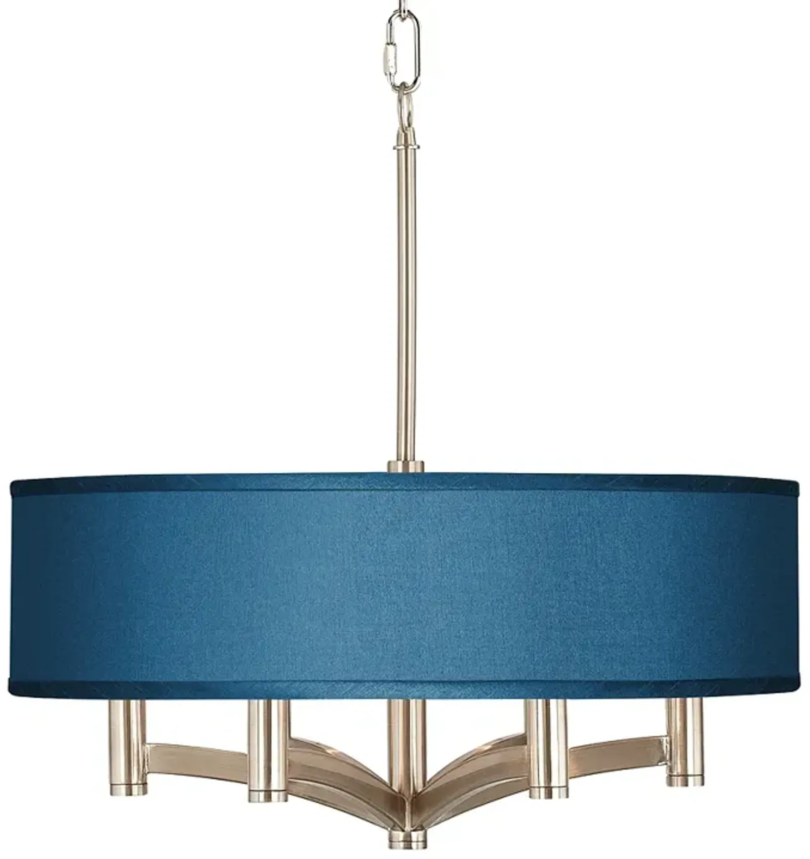 Possini Euro Ava 20" Blue Faux Silk 6-Light Nickel Pendant Chandelier