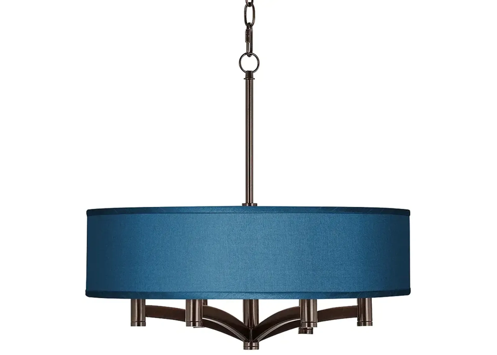 Possini Euro Ava 20" Wide Blue Faux Silk 6-Light Bronze Pendant