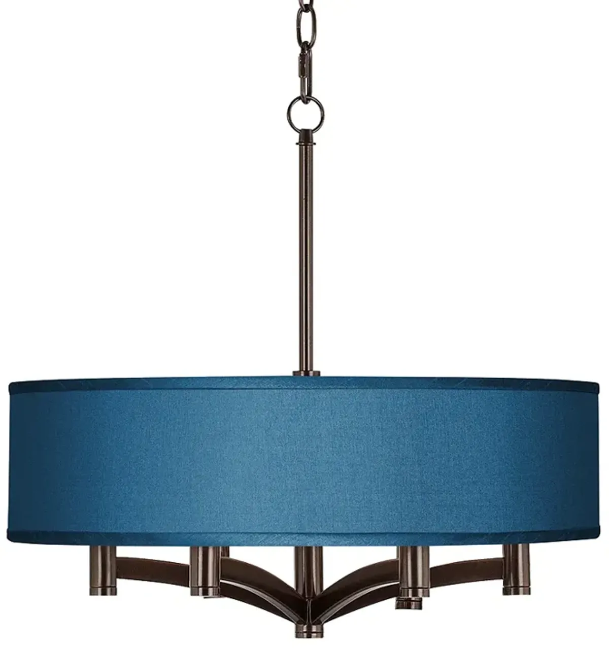 Possini Euro Ava 20" Wide Blue Faux Silk 6-Light Bronze Pendant