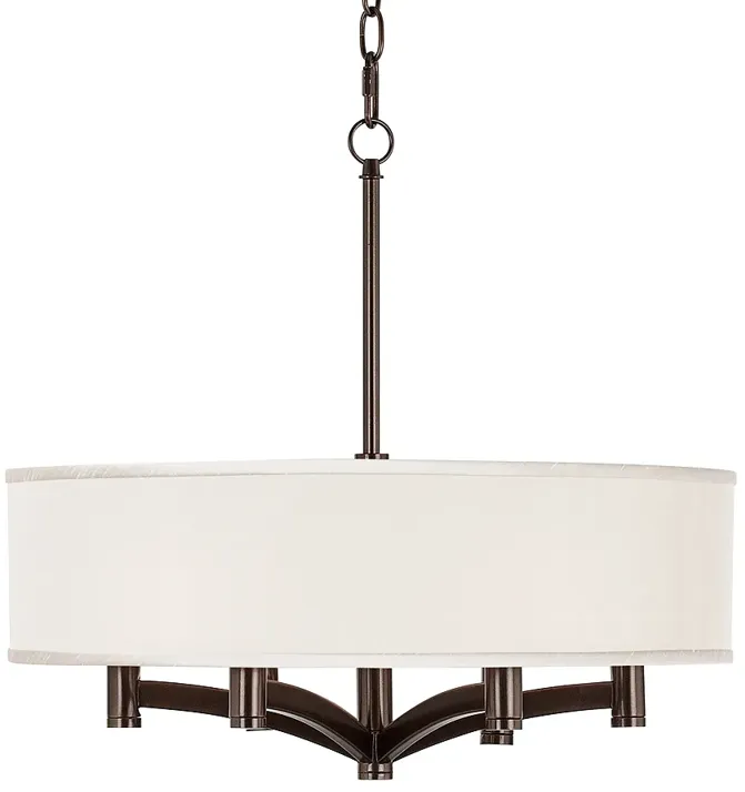 Possini Euro Ava 20" Cream Shade 6-Light Bronze Pendant Chandelier