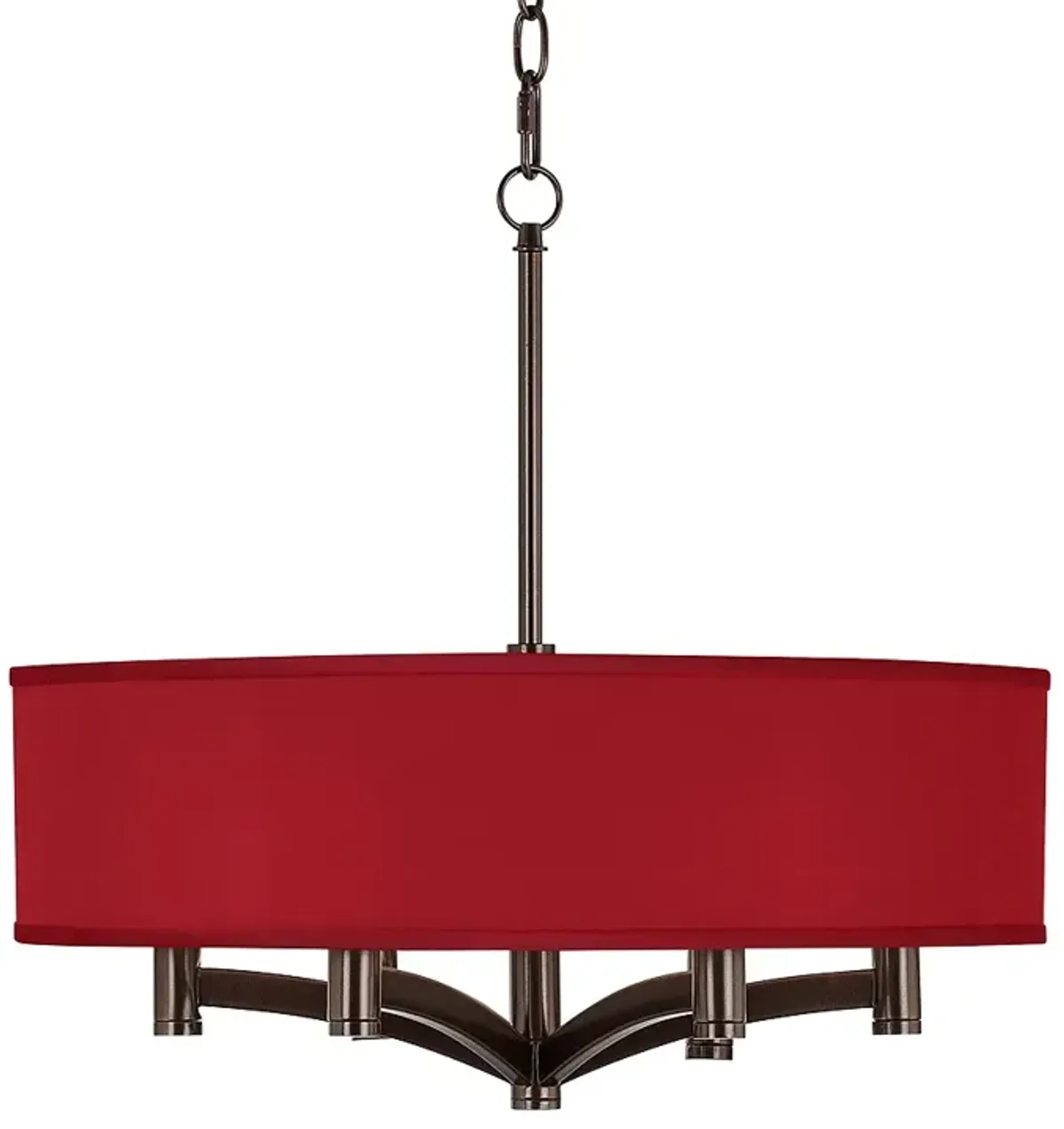 Possini Euro Ava 20" Red Faux Silk 6-Light Bronze Pendant Chandelier