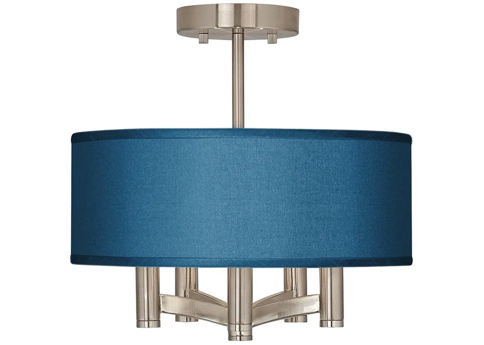 Possii Euro Blue Faux Silk Ava 5-Light Modern Nickel Ceiling Light