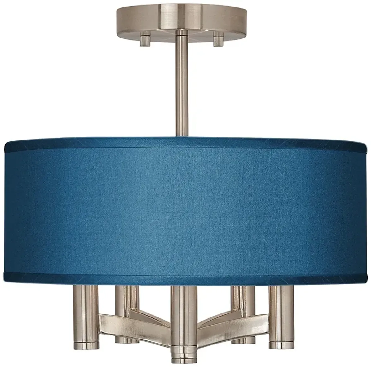 Possii Euro Blue Faux Silk Ava 5-Light Modern Nickel Ceiling Light