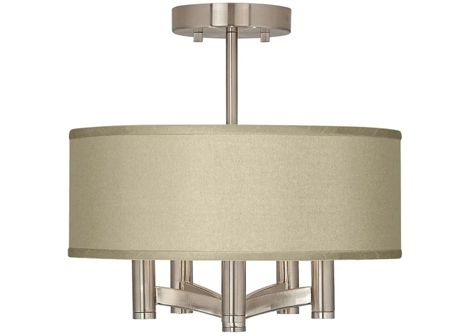 Possini Euro Ava 14" Sesame Faux Silk 5-Light Nickel Ceiling Light