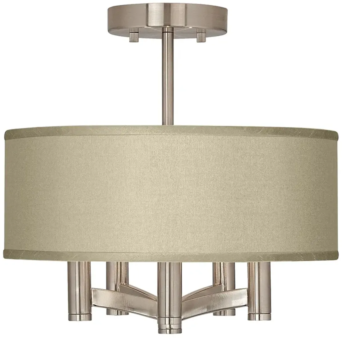 Possini Euro Ava 14" Sesame Faux Silk 5-Light Nickel Ceiling Light