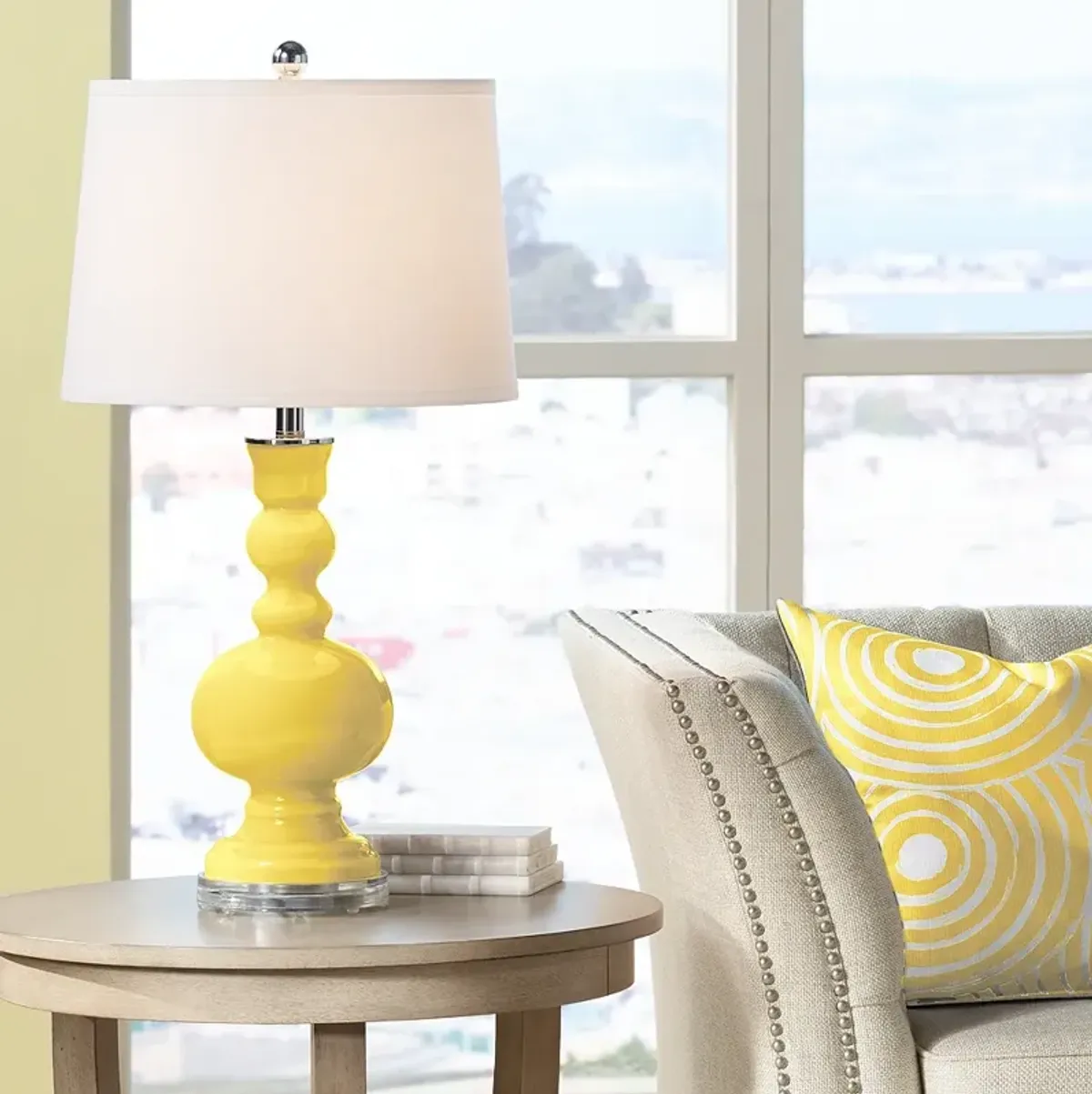 Color Plus Apothecary 30" Lemon Zest Yellow Glass Table Lamp