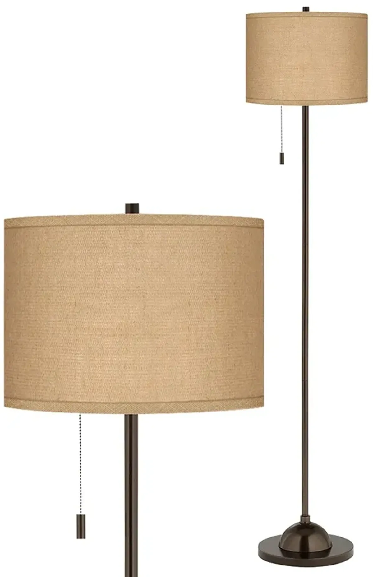 Possini Euro 62" High Woven Burlap Modern Bronze Club Floor Lamp