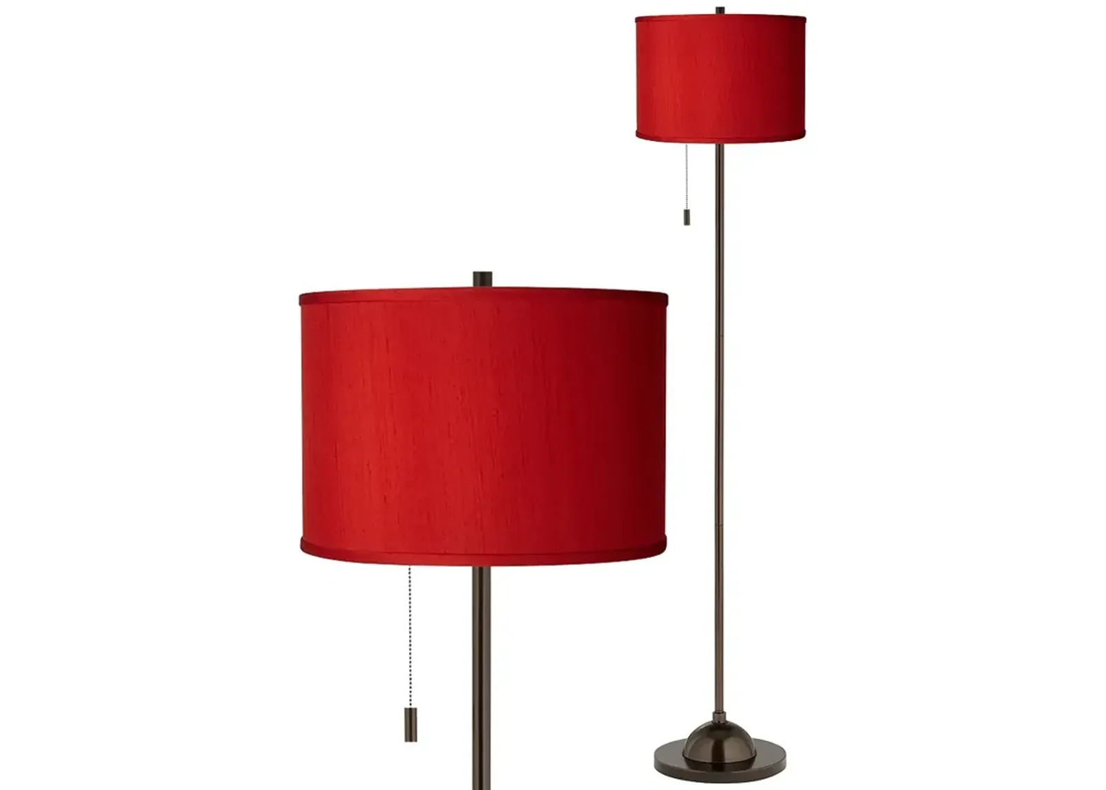 Possini Euro 62" Red Textured Faux Silk Bronze Club Floor Lamp