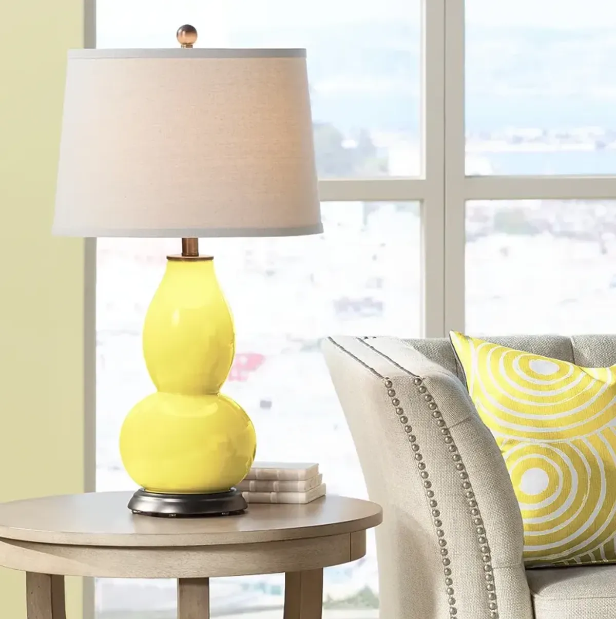 Color Plus Double Gourd 28 3/4" Lemon Twist Yellow Table Lamp