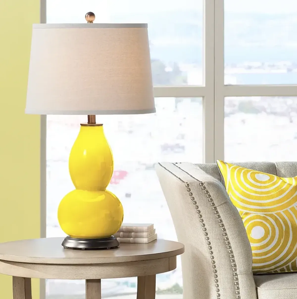 Color Plus Double Gourd 28 3/4" Citrus Yellow Table Lamp