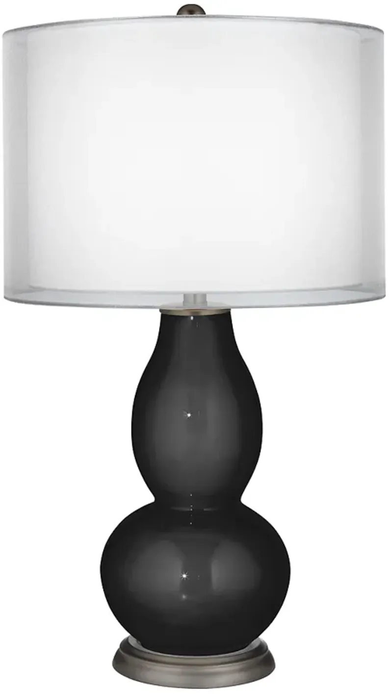 Tricorn Black Sheer Double Shade Double Gourd Table Lamp
