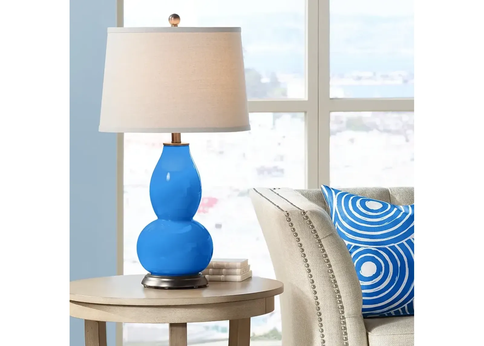 Color Plus Double Gourd 28 3/4" Royal Blue Table Lamp