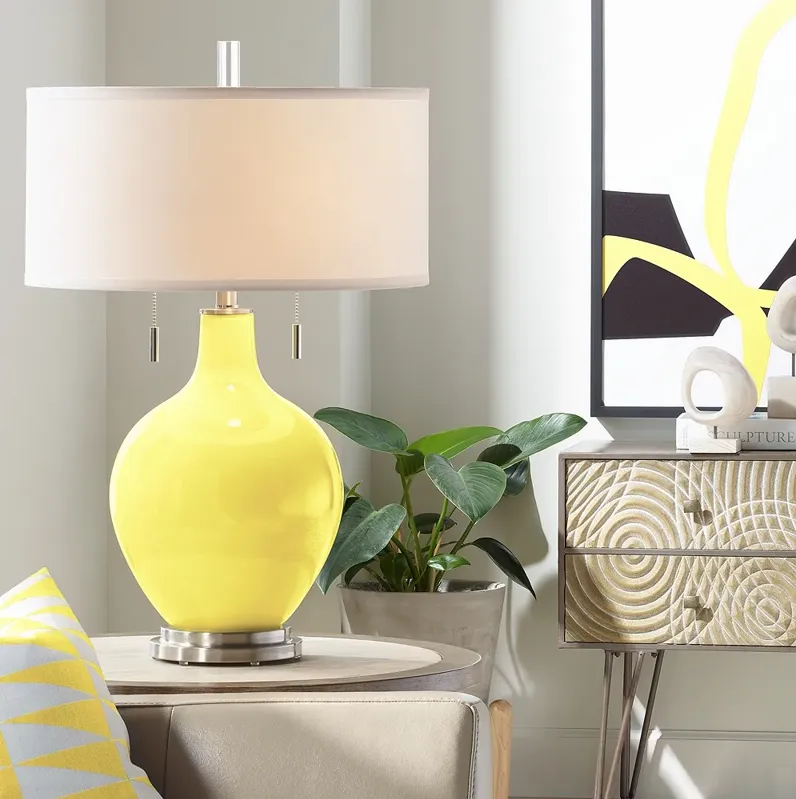 Color Plus Toby Nickel 28" Modern Lemon Twist Yellow Table Lamp