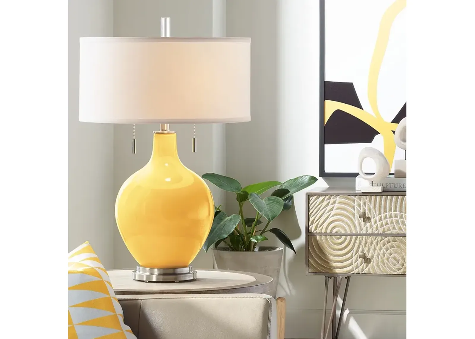 Color Plus Toby Nickel 28" Modern Goldenrod Yellow Table Lamp