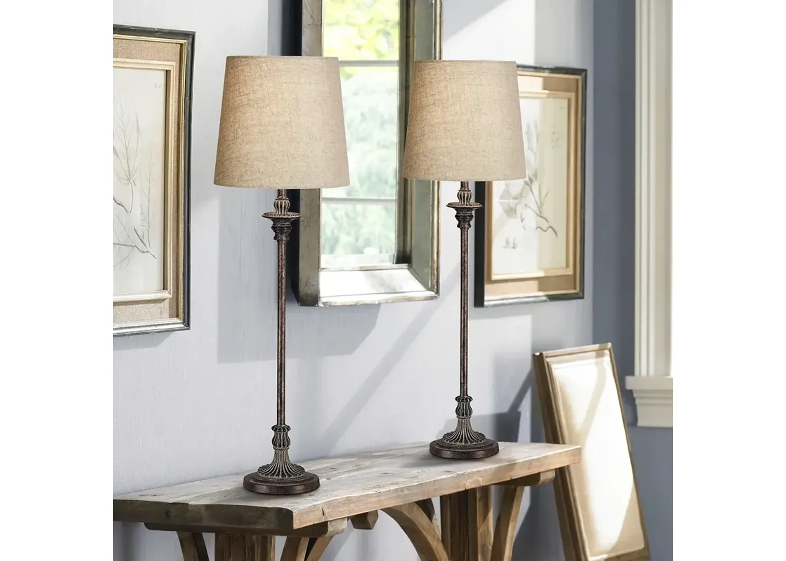 Regency Hill Bentley 31 1/2" Weathered Bronze Buffet Lamps Set of 2