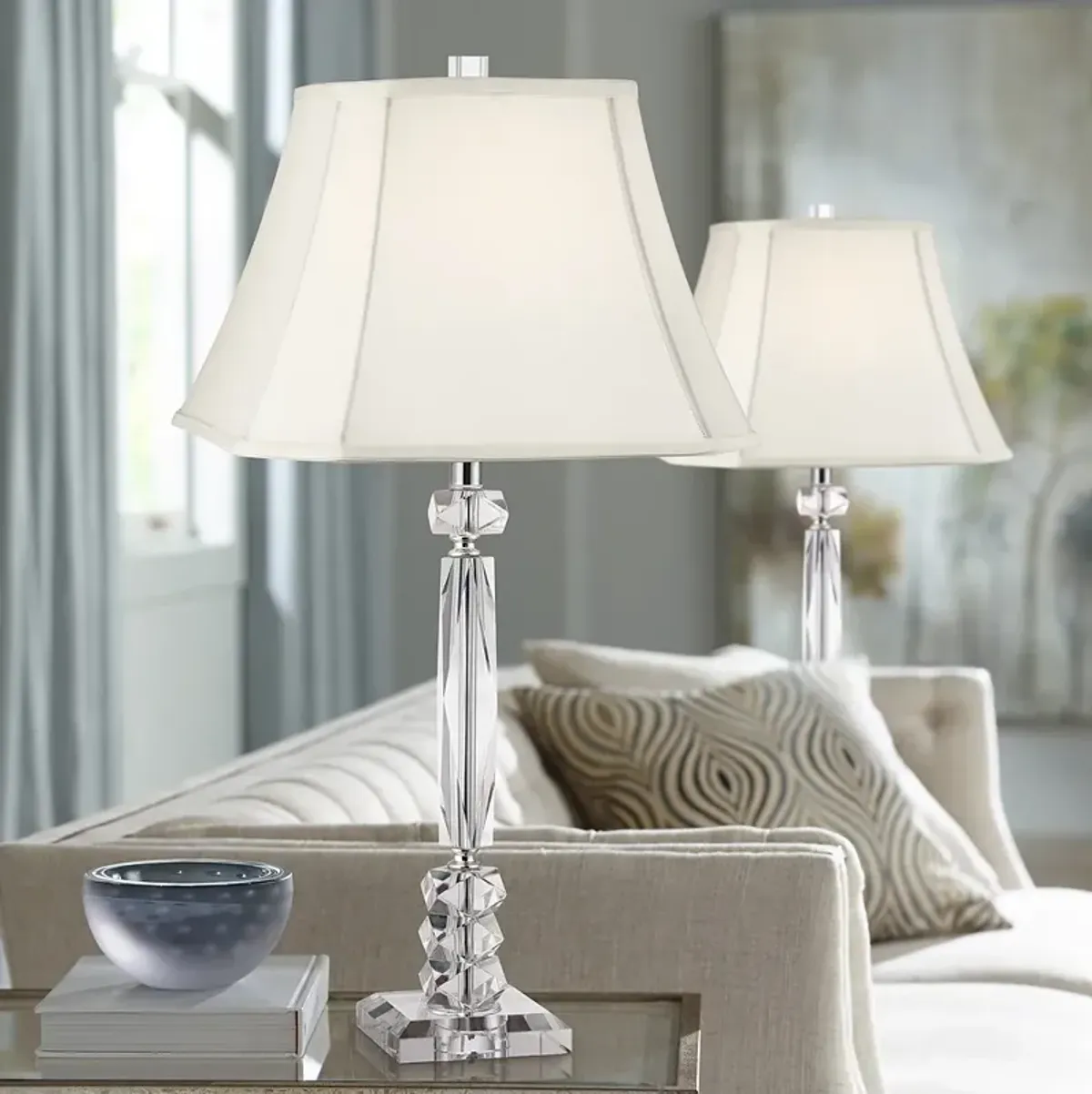 Vienna Full Spectrum Moxie 25 1/2" Cut Crystal Column Table Lamp Set