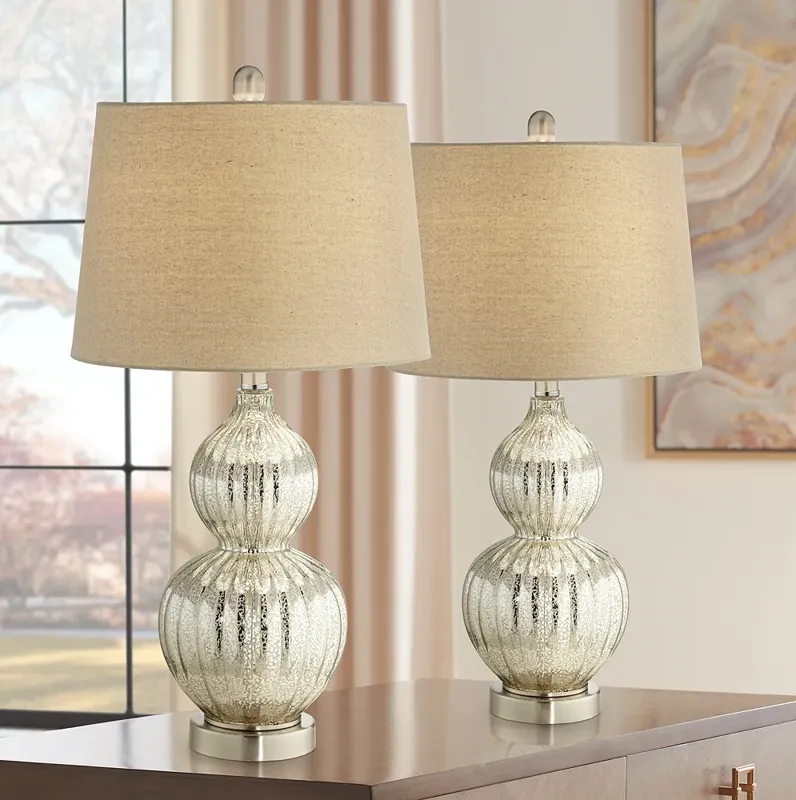 Regency Hill Lili 25" High Fluted Mercury Glass Table Lamps Set of 2