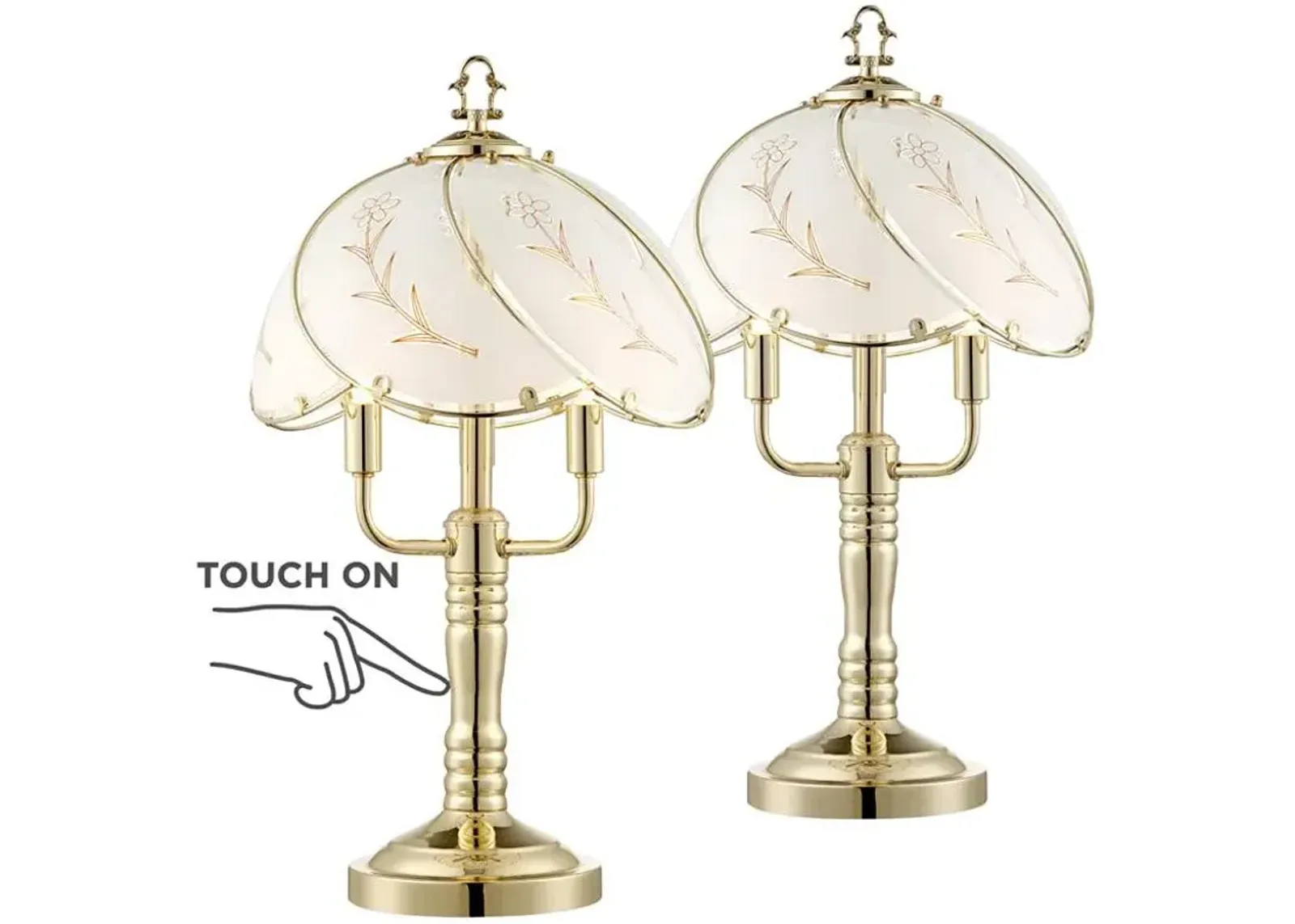 Regency Hill Flower 19 1/2" 3-Light Touch Accent Table Lamps Set of 2