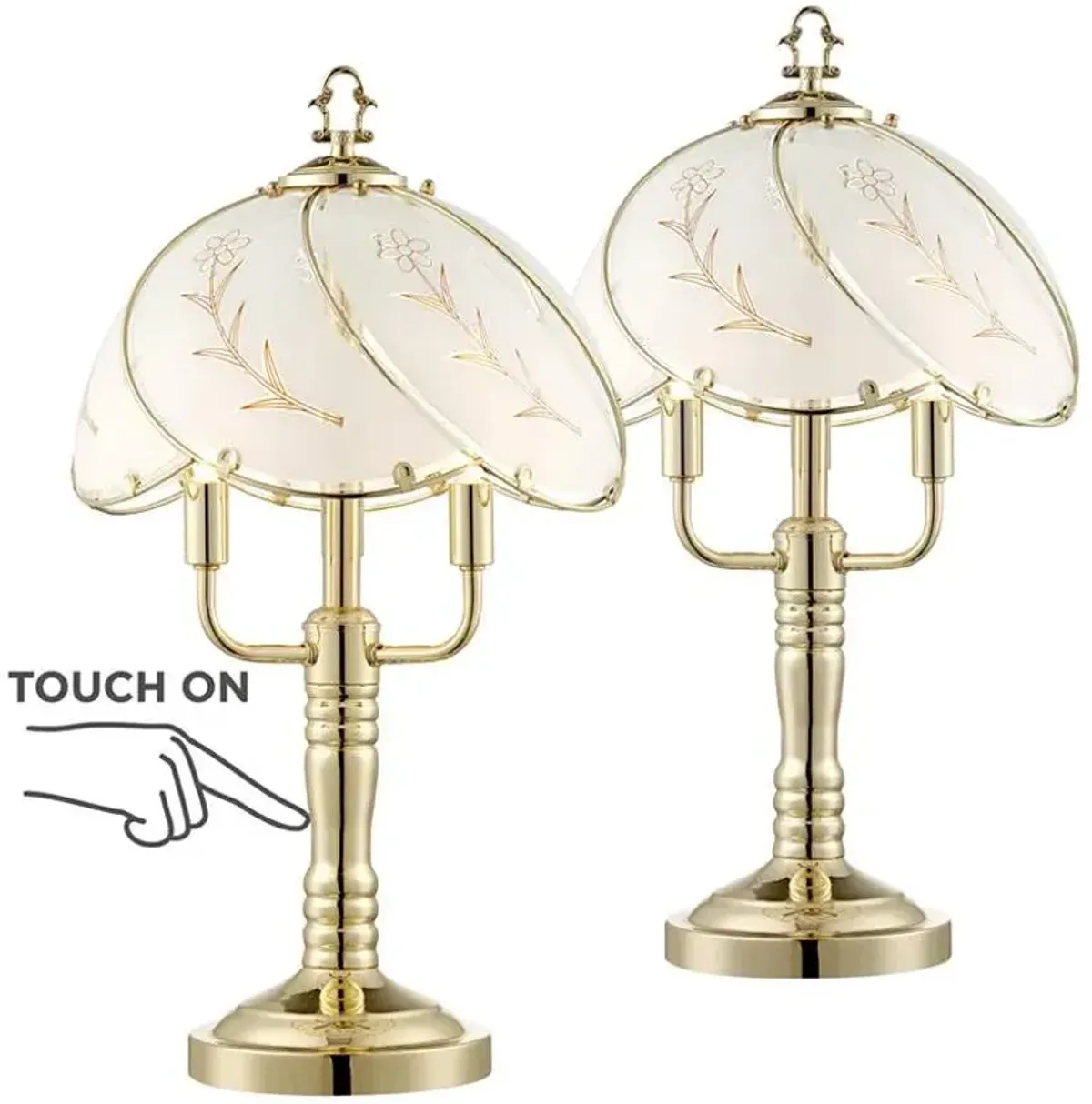 Regency Hill Flower 19 1/2" 3-Light Touch Accent Table Lamps Set of 2