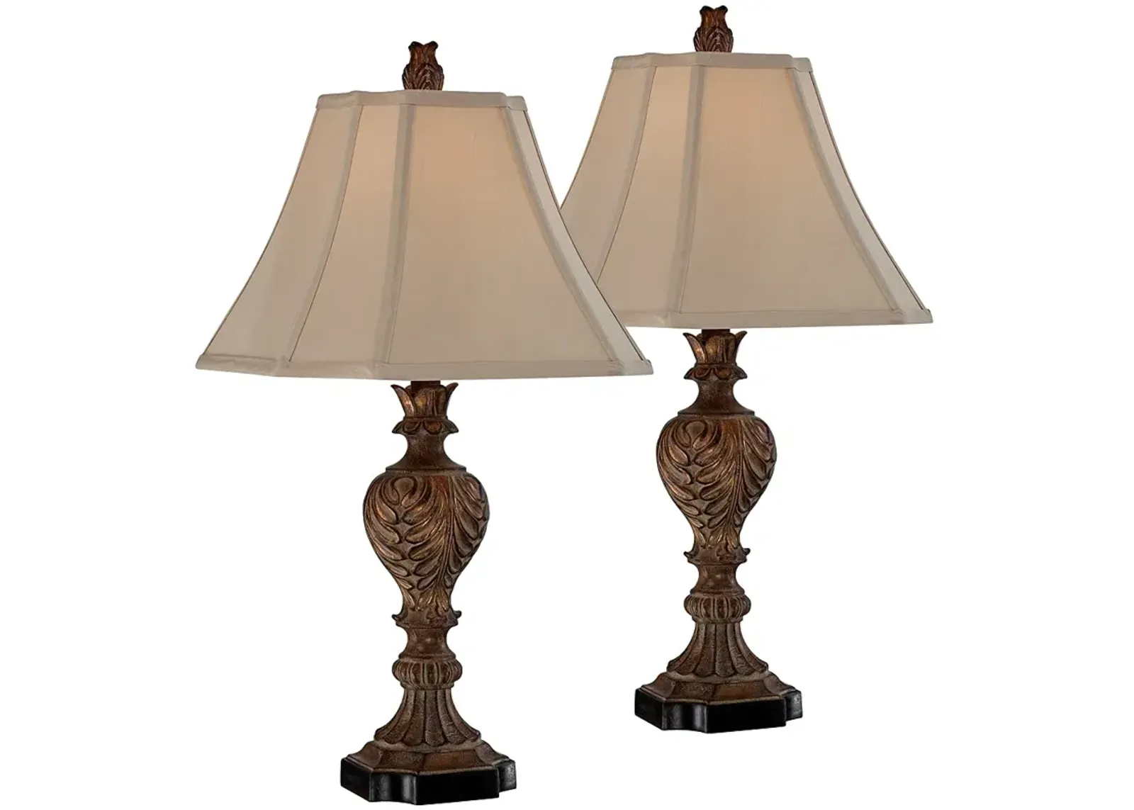 Regency Hill Regio 25 1/2" Carved Faux Wood Traditional Lamps Set of 2