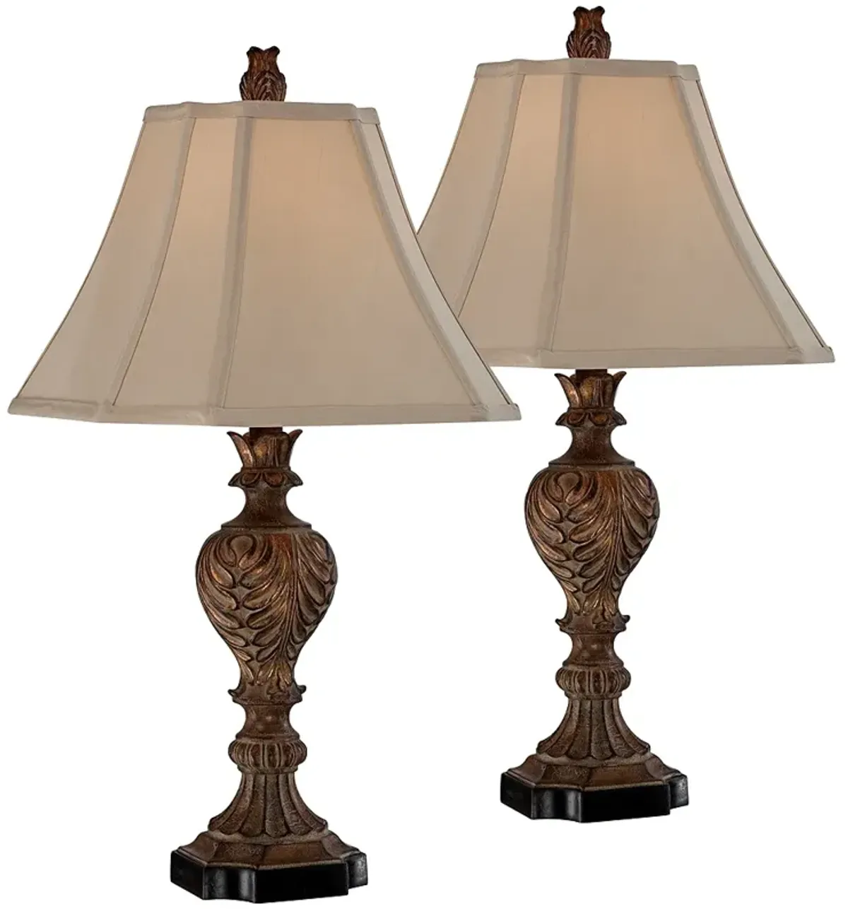 Regency Hill Regio 25 1/2" Carved Faux Wood Traditional Lamps Set of 2