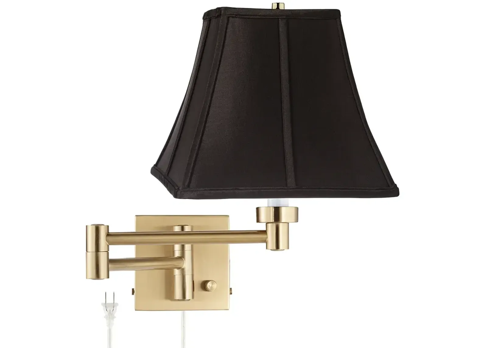 Barnes and Ivy Alta Square Black and Gold Swing Arm Plug-In Wall Lamp