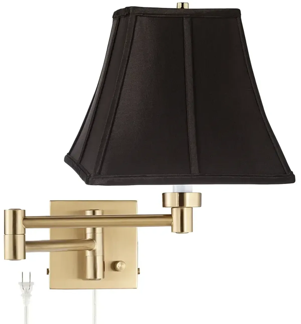 Barnes and Ivy Alta Square Black and Gold Swing Arm Plug-In Wall Lamp