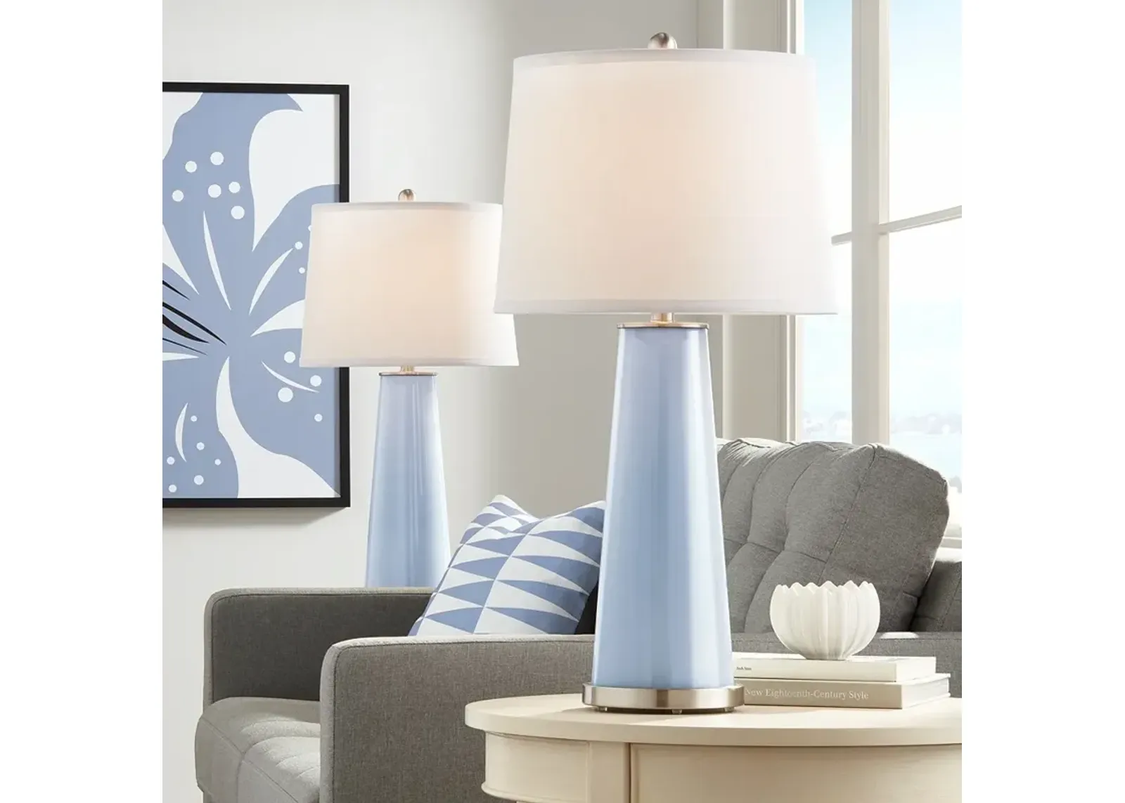 Color Plus Leo 29 1/2" Blue Sky Modern Glass Table Lamps Set of 2