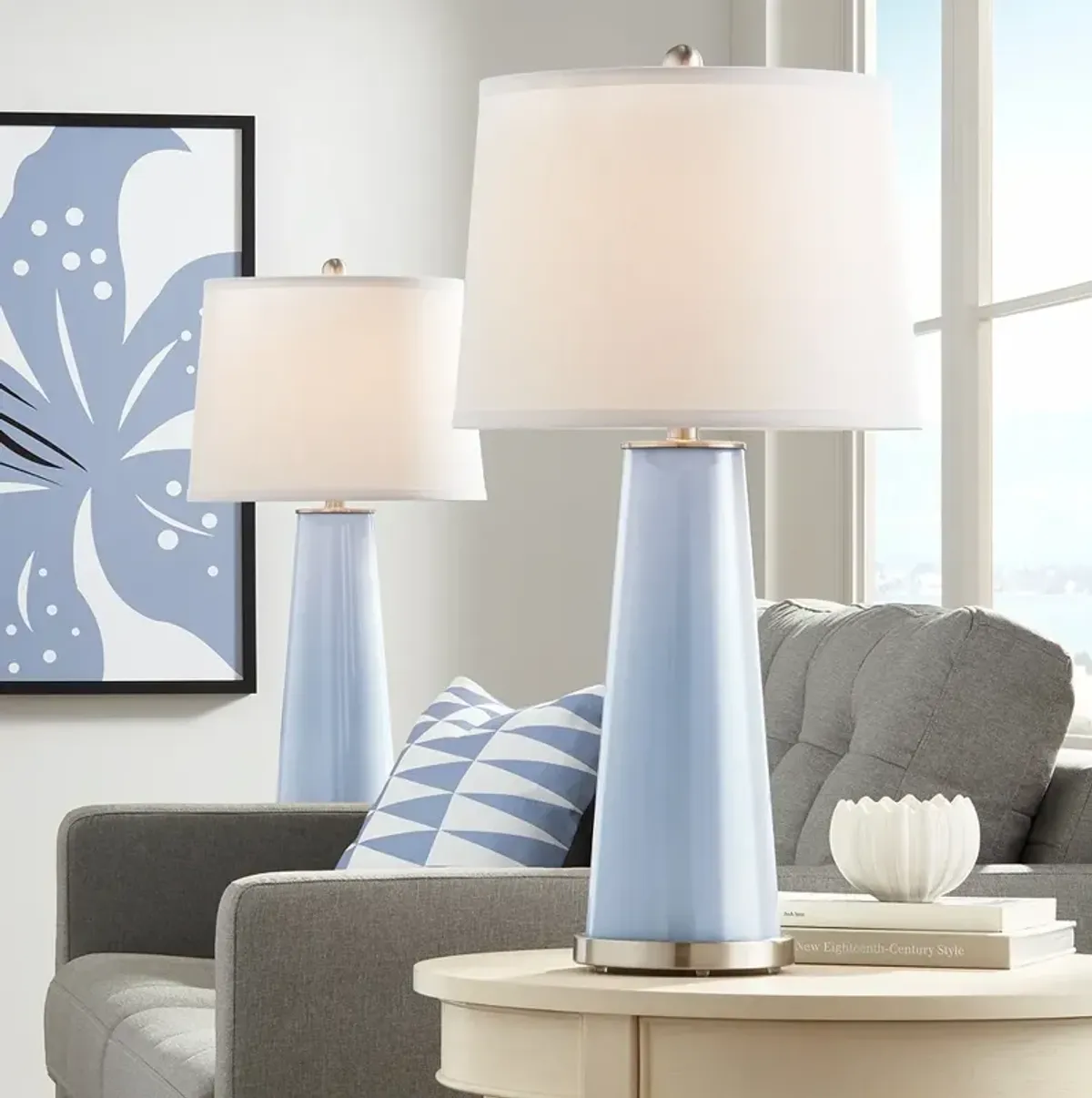 Color Plus Leo 29 1/2" Blue Sky Modern Glass Table Lamps Set of 2