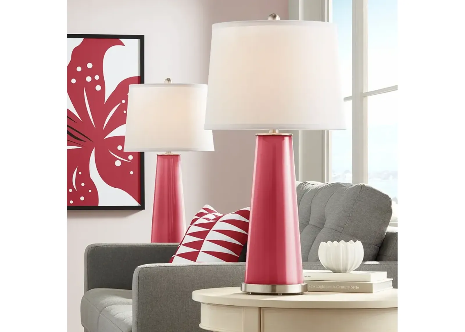 Color Plus Leo 29 1/2" Samba Red Glass Table Lamps Set of 2