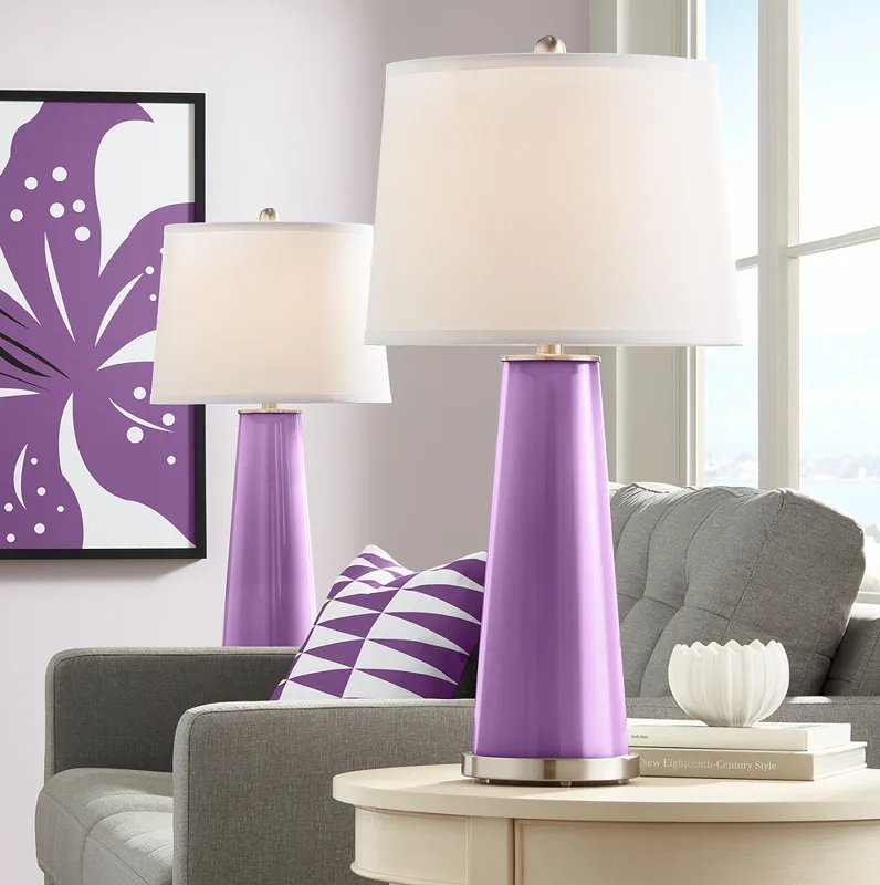 Color Plus Leo 29 1/2" Passionate Purple Glass Table Lamps Set of 2
