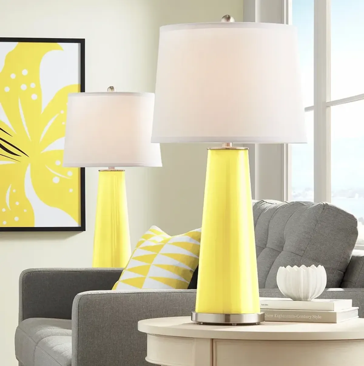 Color Plus Leo 29 1/2" Modern Lemon Twist Yellow Table Lamps Set of 2