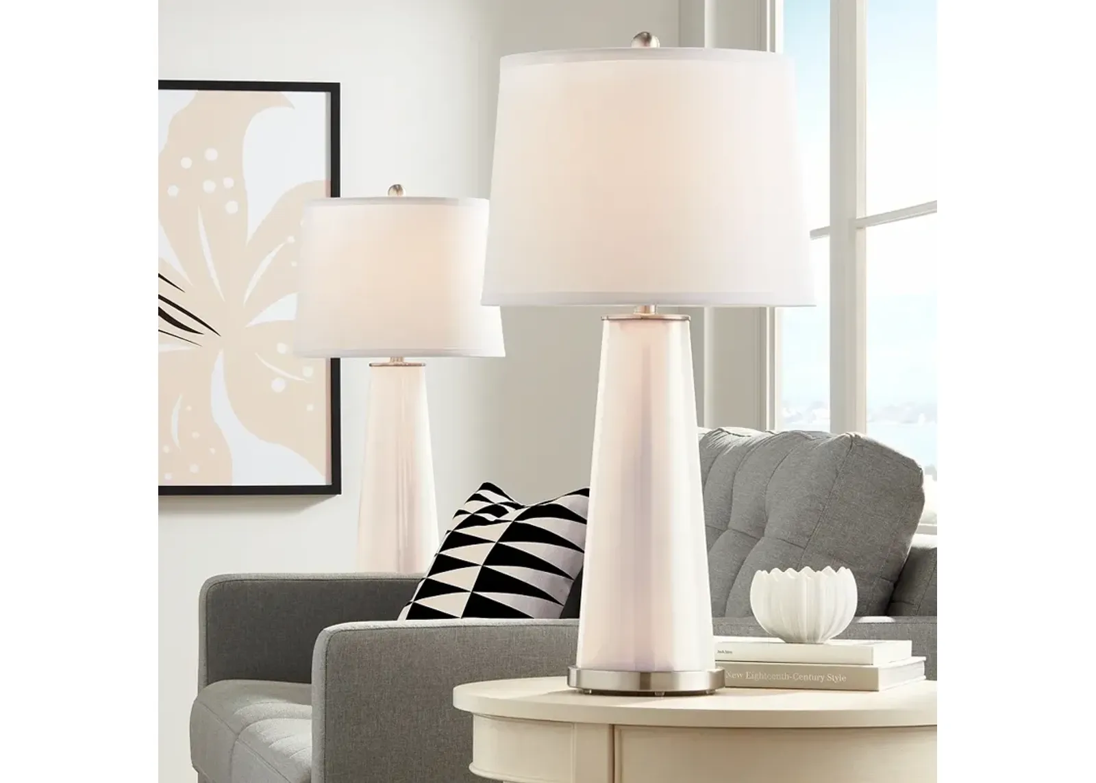 Color Plus Leo 29 1/2" Steamed Milk White Glass Table Lamps Set of 2